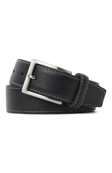 Solid Pebbled Leather w/ Contrast Stitch