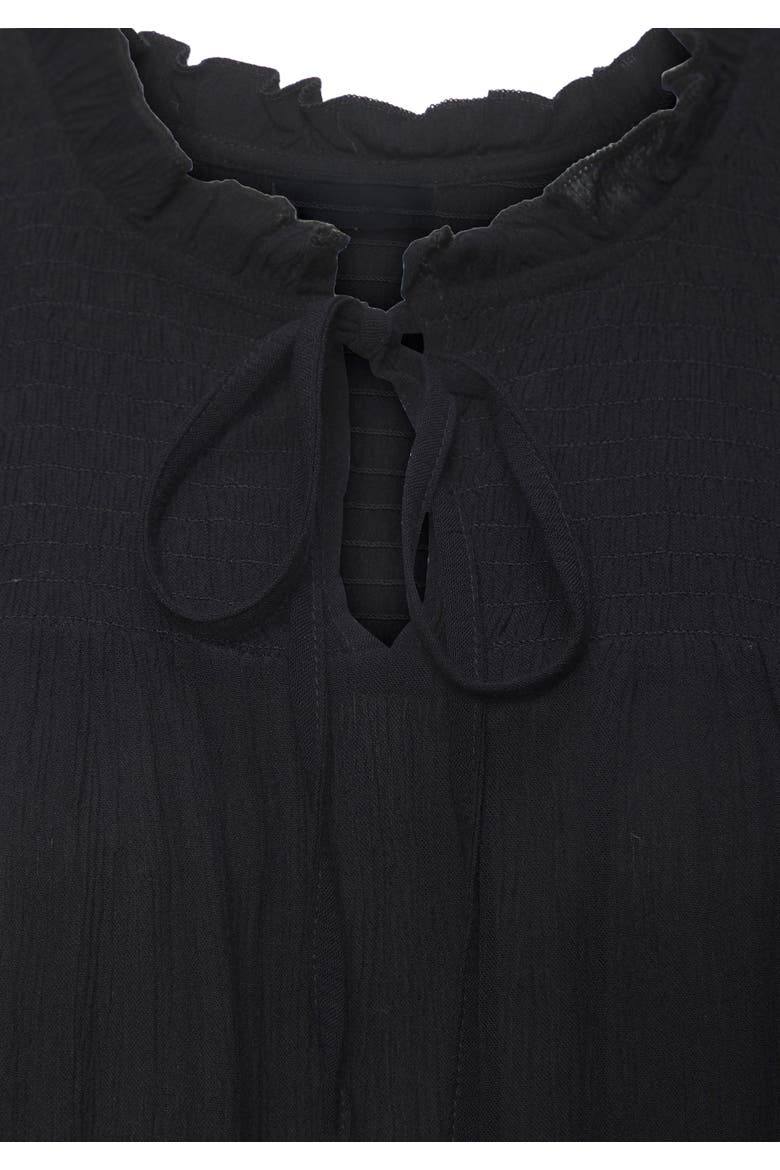Ruffle Trim Dress, Alternate, color, Black