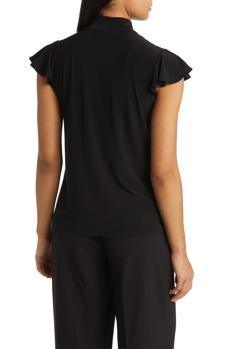 Anne Klein Tie Neck Flutter Sleeve Top, Alternate, color, 