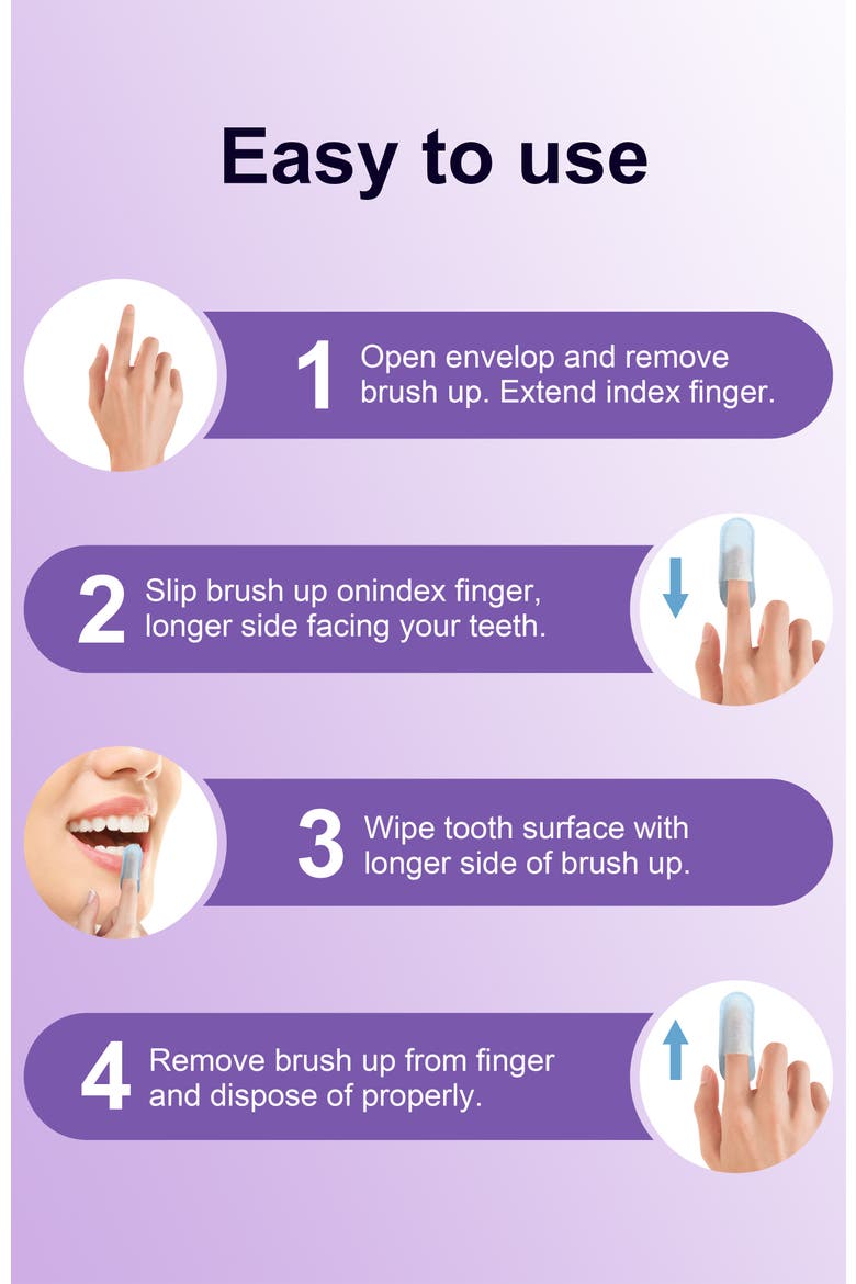 Teeth Wipes Disposal Finger Brush Deep Cleaning Teeth Wipes, Mint Flavor, Alternate, color, Purple