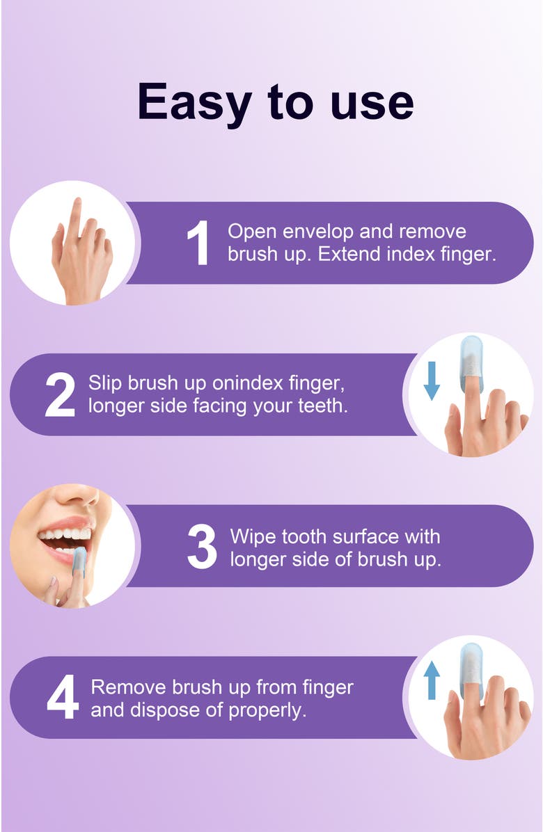 MySmile Teeth Wipes Disposal Finger Brush Deep Cleaning Teeth Wipes, Mint Flavor, Alternate, color, Purple