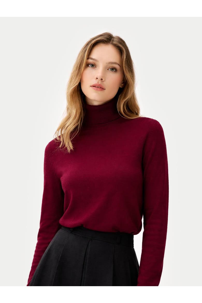 Timeless Cashmere Turtleneck Sweater, Alternate, color, bordeaux