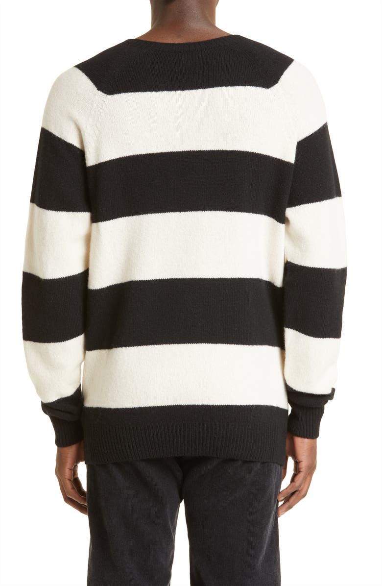 Sunspel Stripe Lambswool Crewneck Sweater, Alternate, color,