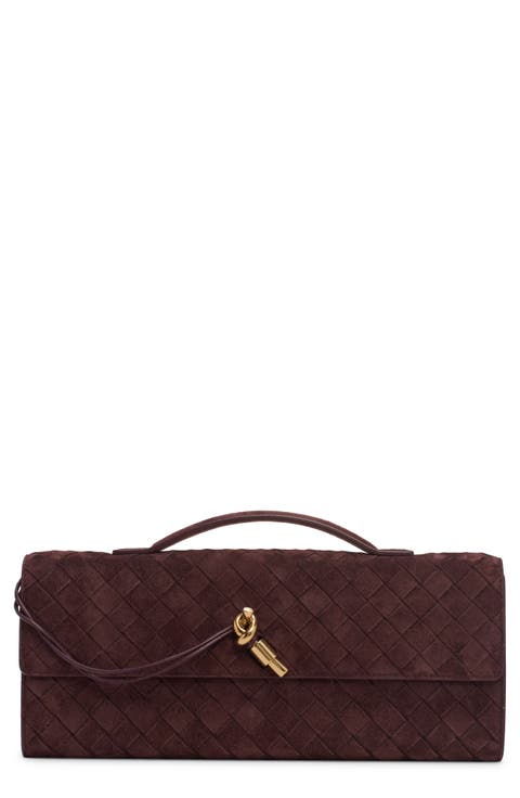 Long Andiamo Intrecciato Suede Clutch