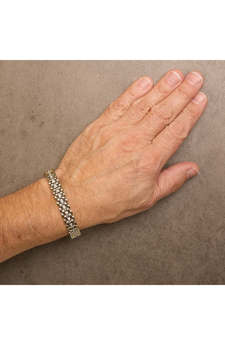 Haus of Brilliance Men's 14K Yellow Gold Plated Silver 1.0 Cttw Diamond Geometric Link Bracelet, Alternate, color, Yellow