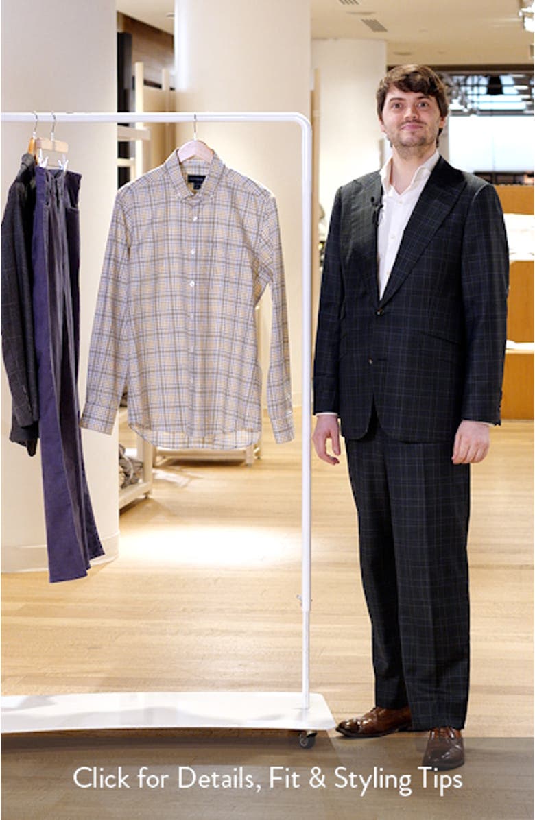 Regular Fit Plaid Cotton Mélange Button-Up Shirt, sales video thumbnail