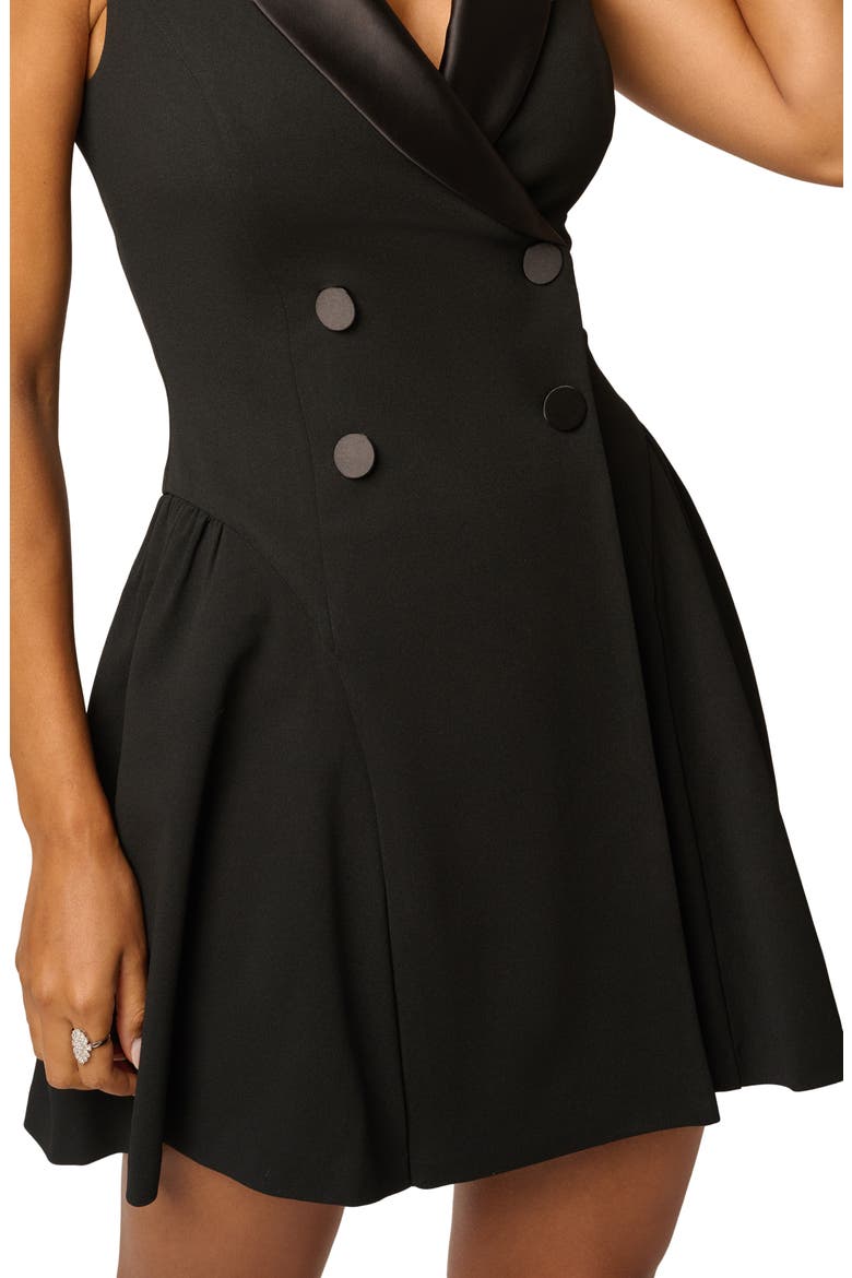 Tuxedo Fit & Flare Dress, Alternate, color, BLACK