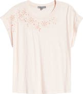 Wit & Wisdom Embroidered Eyelet Cap Sleeve T-Shirt