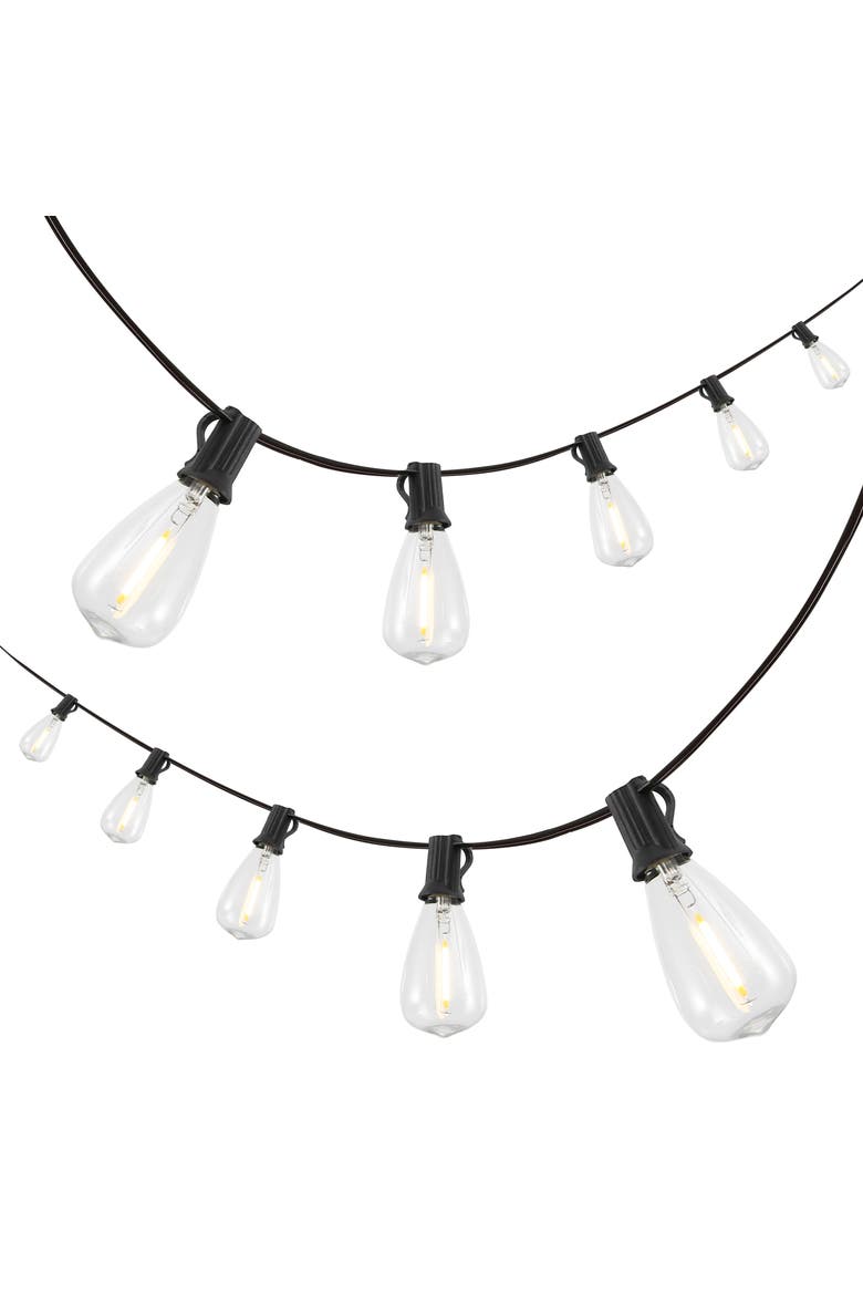 10-Light Indoor/Outdoor Rustic Industrial Incandescent C7 Half-Chrome Bulb String Lights, Main, color, Black