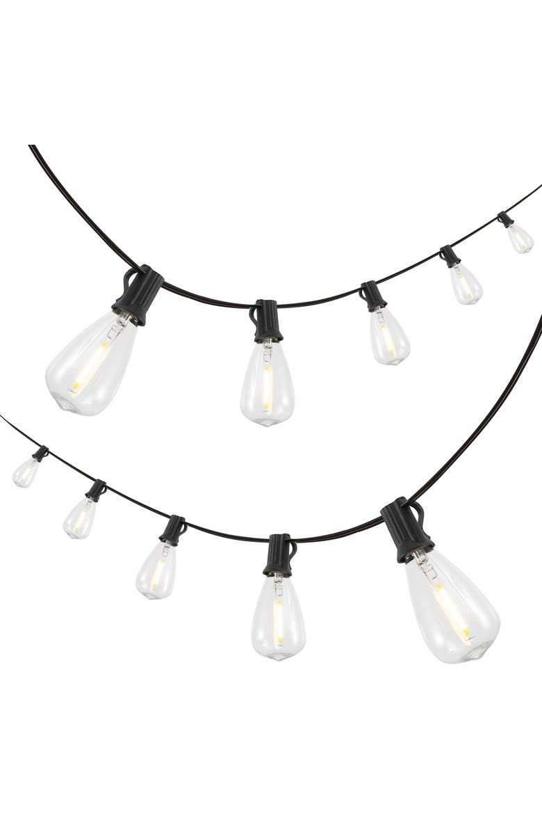 JONATHAN Y 10-Light Indoor/Outdoor Rustic Industrial Incandescent C7 Half-Chrome Bulb String Lights, Main, color, Black
