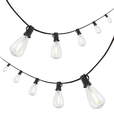 10-Light Indoor/Outdoor Rustic Industrial Incandescent C7 Half-Chrome Bulb String Lights