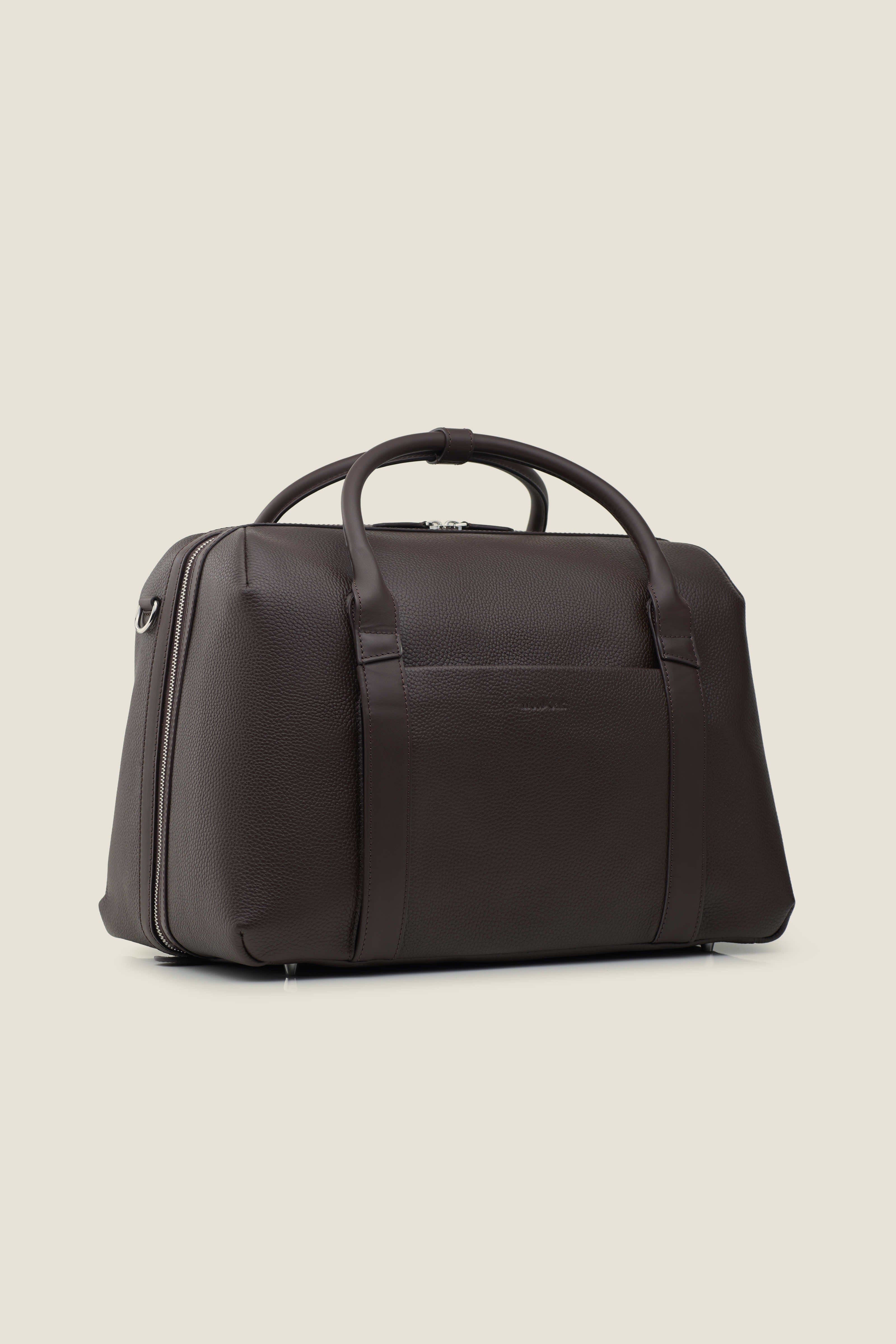 Duffle Suitcase Convertible Underseat Leather Weekender, Main, color, Chocolate