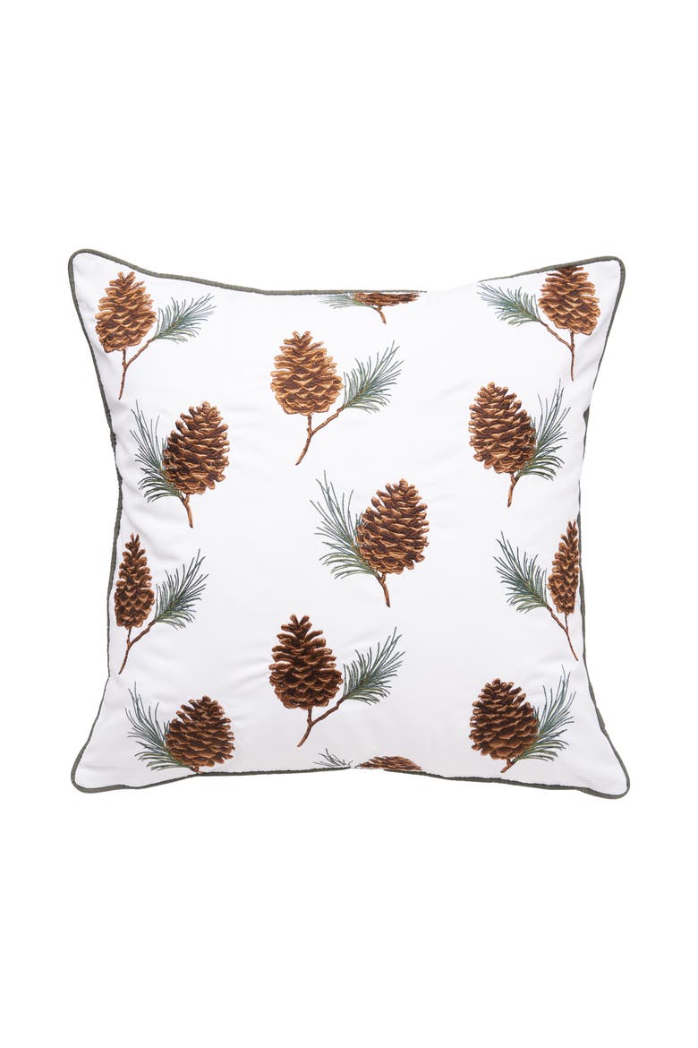 Pinecones and Branches Pattern Indoor/Outdoor Pillow, Main, color, Brown