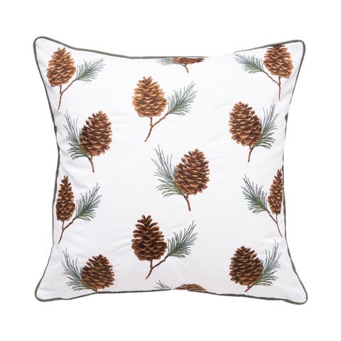 Pinecones and Branches Pattern Indoor/Outdoor Pillow