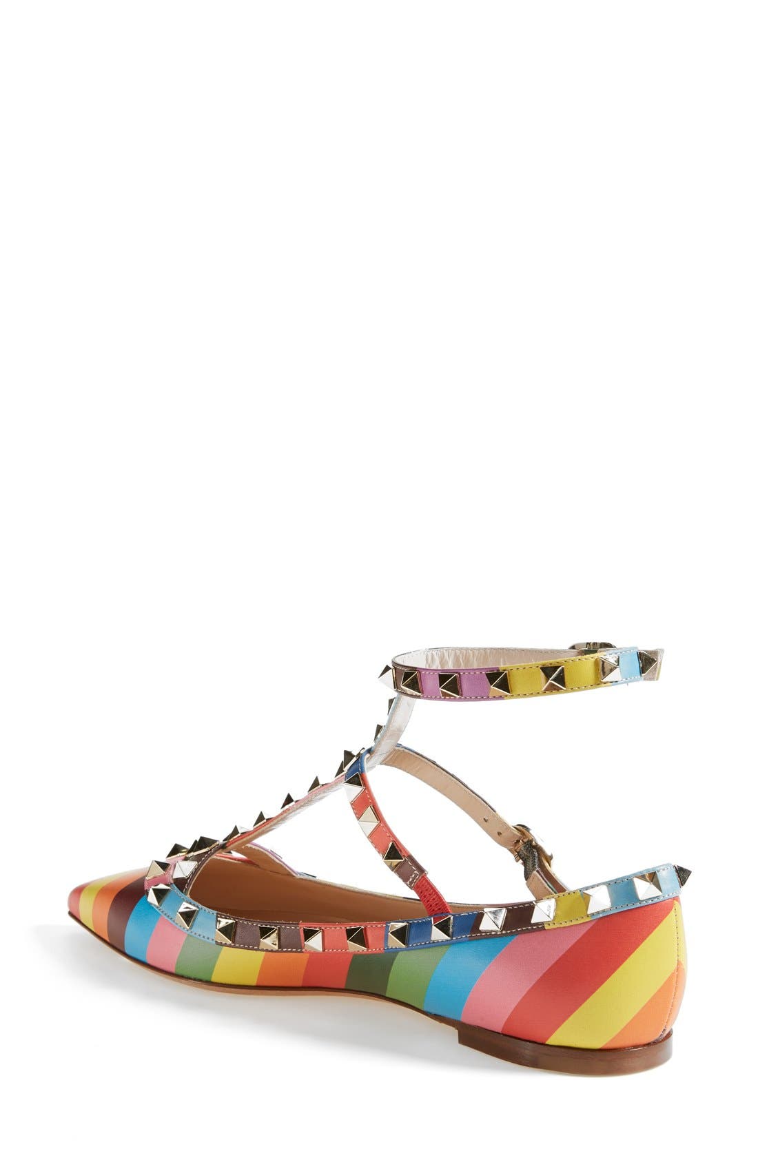 Valentino Garavani 'Rockstud' T-Strap Ballet Flat, Alternate, color, 