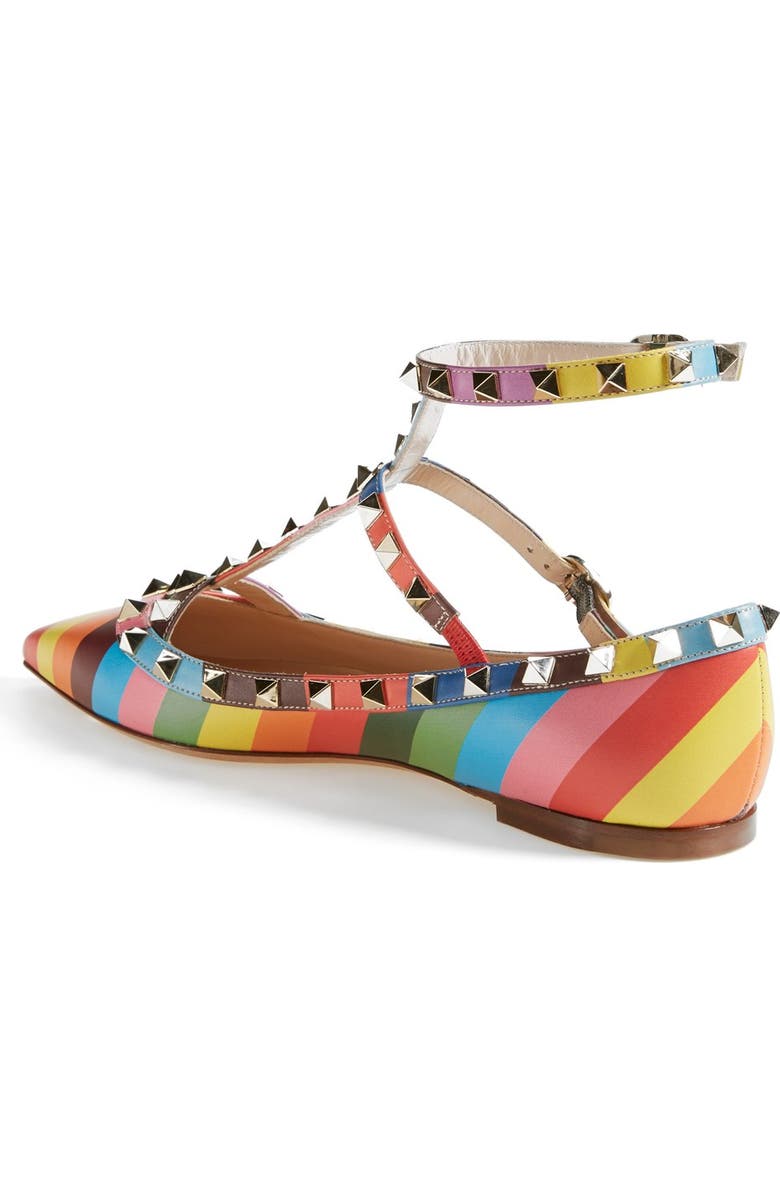 Valentino Garavani 'Rockstud' T-Strap Ballet Flat, Alternate, color,