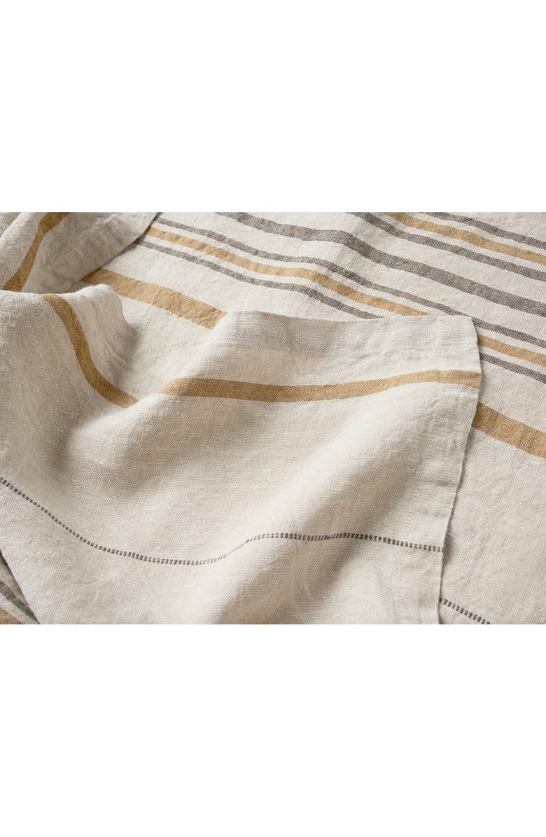 Coyuchi Organic Linen Throw Blanket, Alternate, color, Khaki/ Espresso Stripe