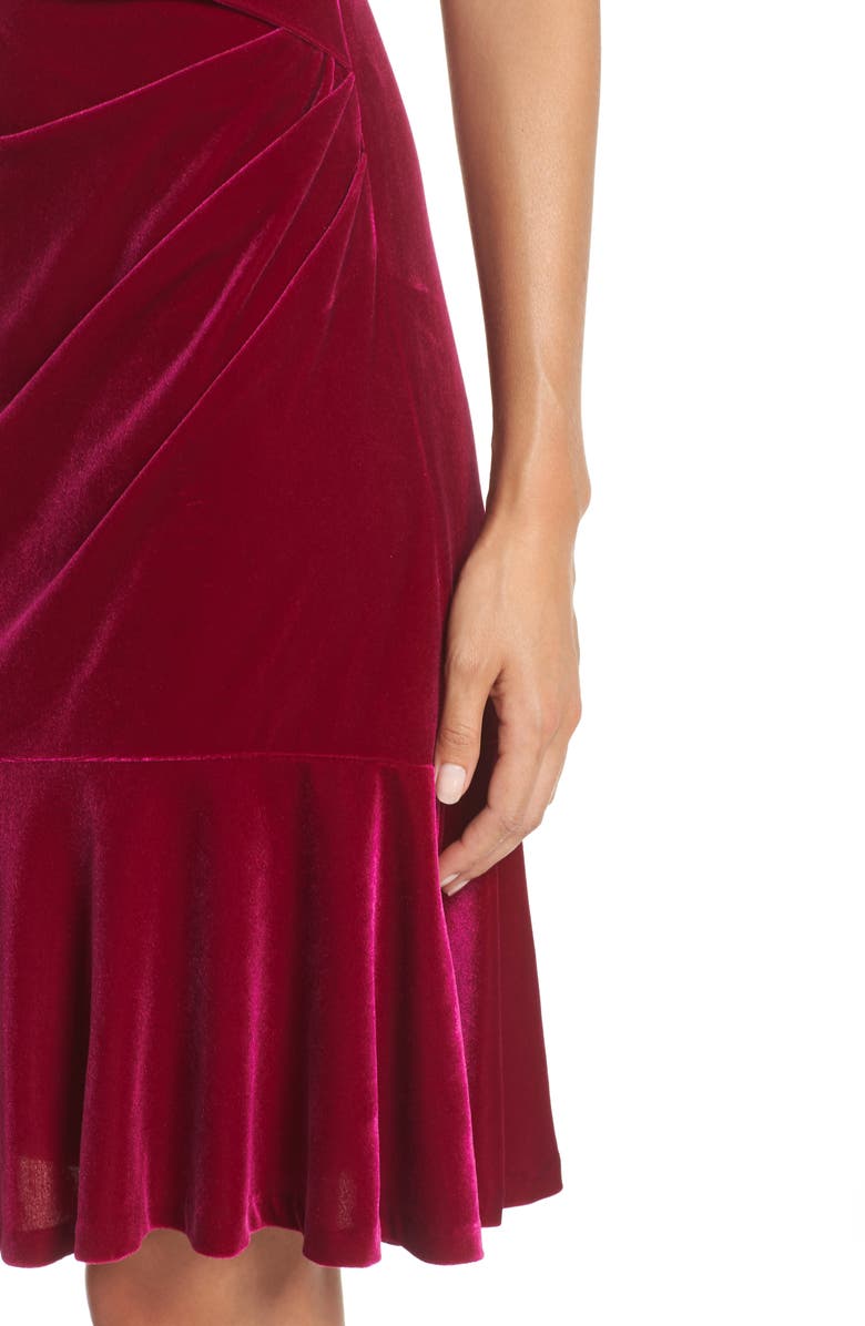 Eliza J Draped Velvet Sheath Dress, Alternate, color, 