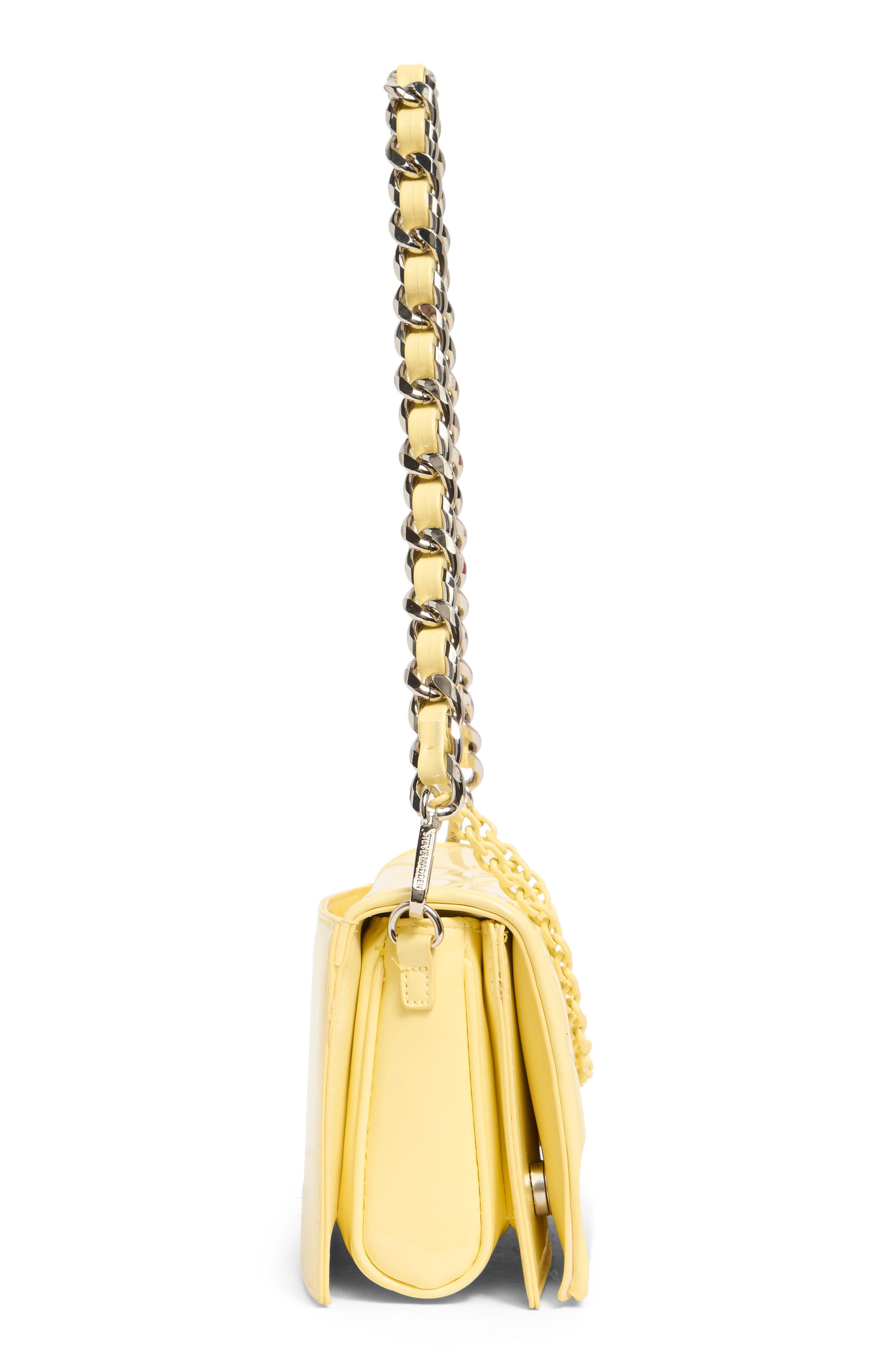 Steve Madden Brona Quilt Embossed Patent Shoulder Bag, Alternate, color, Panna Cotta