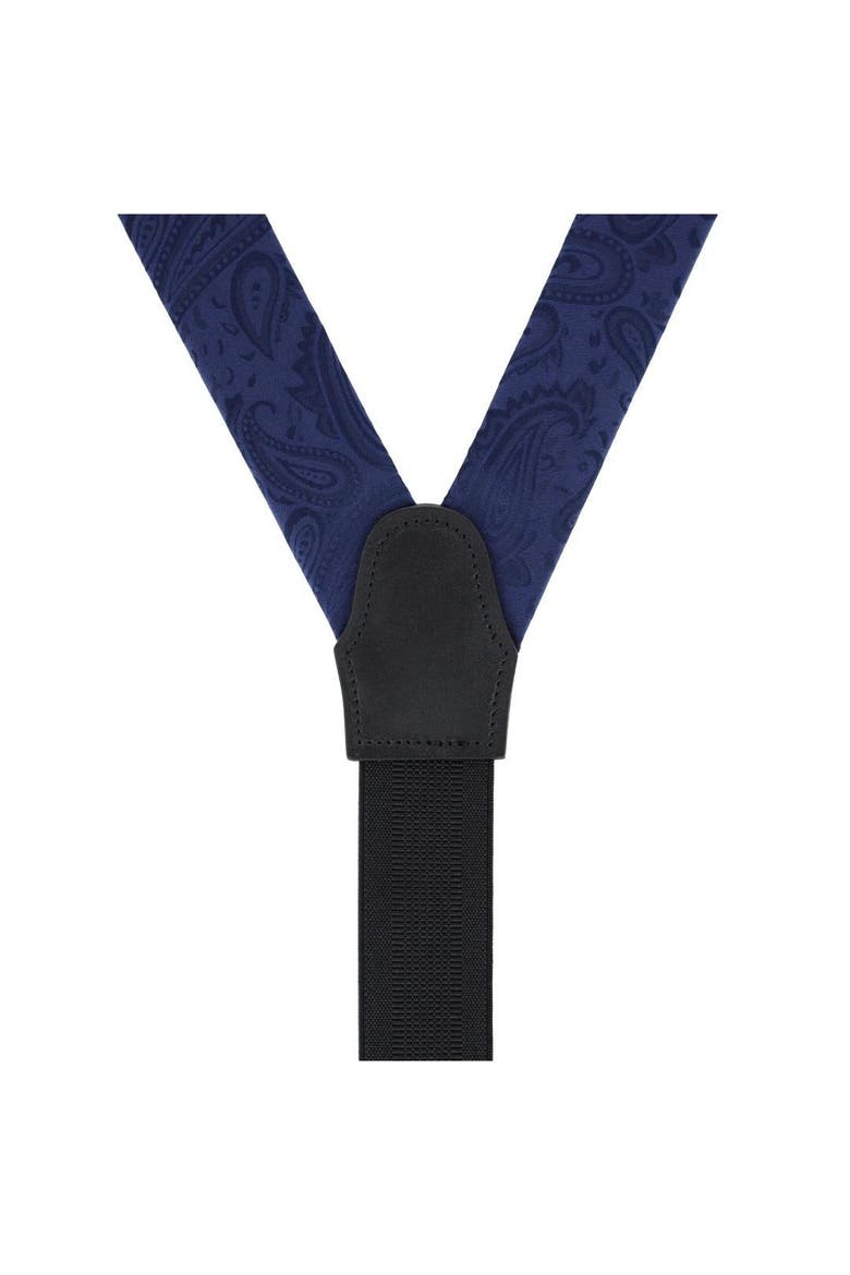Banbury Tone on Tone Paisley Silk Formal Suspenders, Alternate, color, Navy Blue