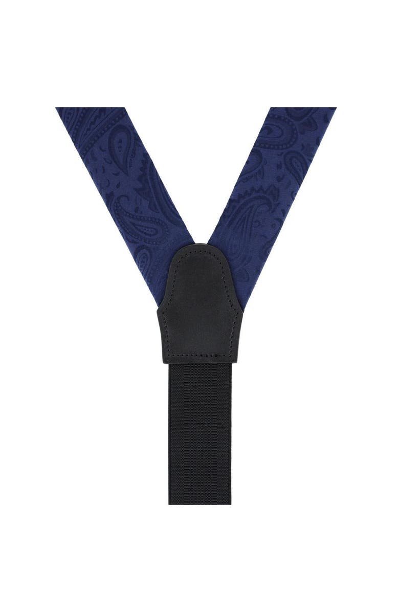 Trafalgar Banbury Tone on Tone Paisley Silk Formal Suspenders, Alternate, color, Navy Blue