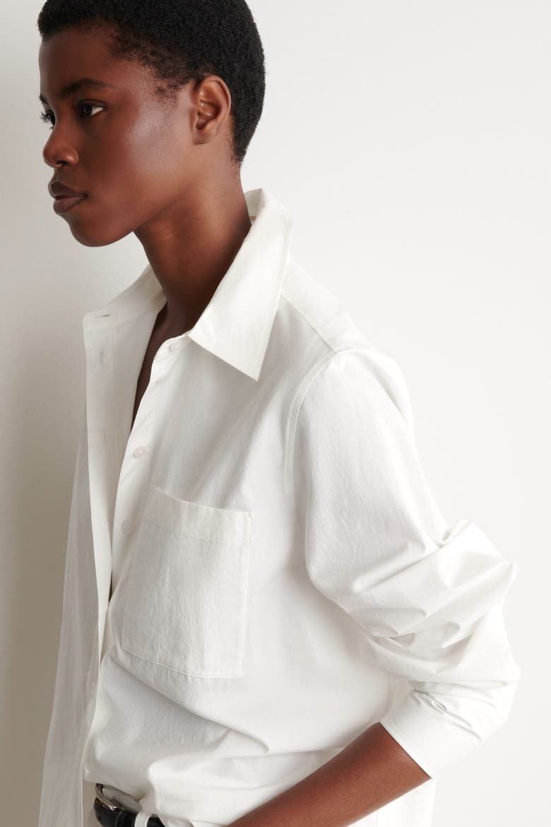 Tailored Pima Cotton Shirt, Alternate, color, NATURAL WHITE