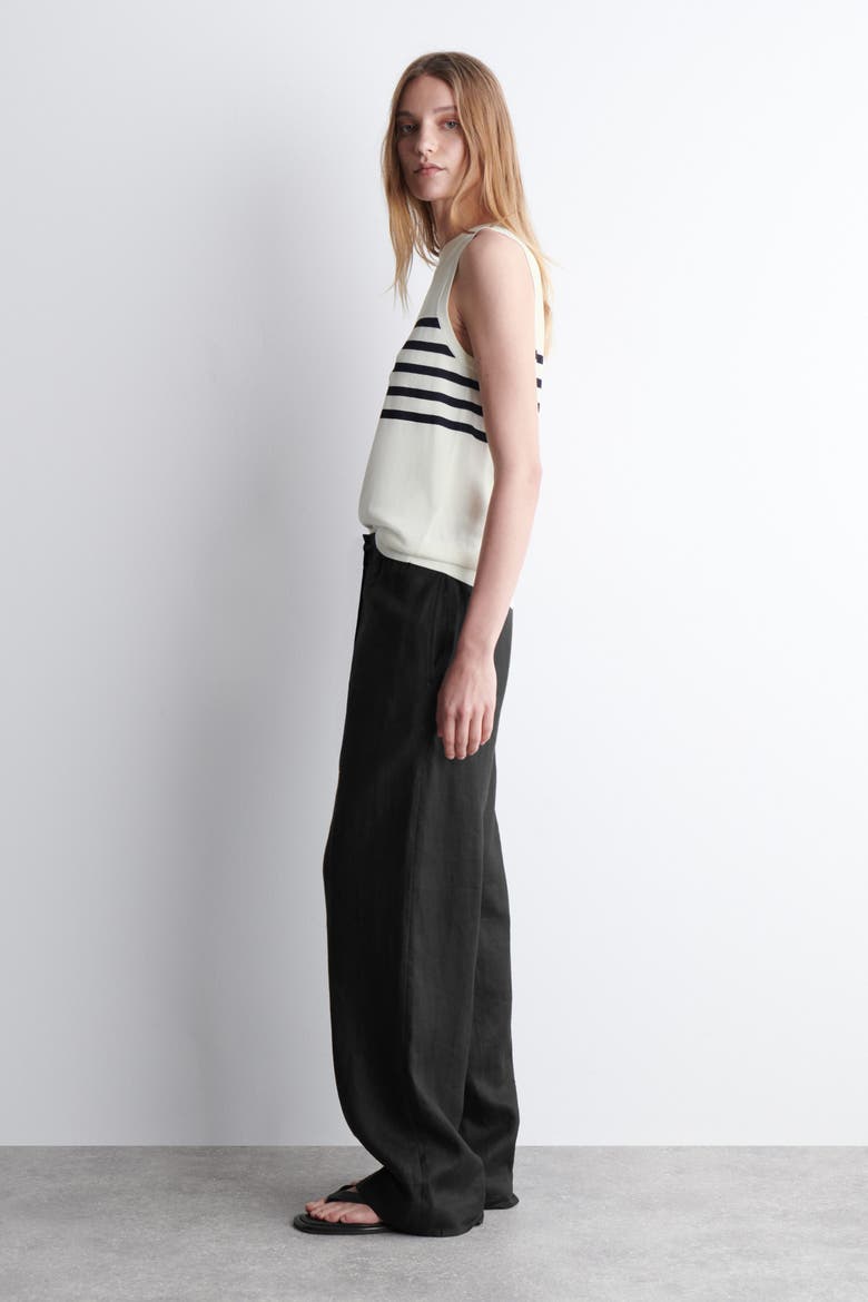 Striped Knitted Tank Top, Alternate, color, WHITE / BLACK / STRIPED