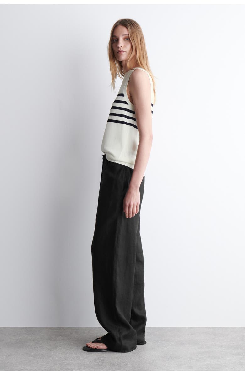 COS Striped Knitted Tank Top, Alternate, color, White / Black / Striped