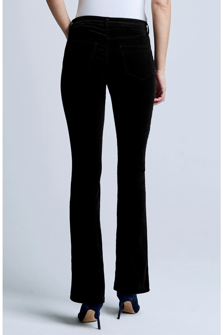 Stevie High Waist Straight Leg Velvet Pants, Alternate, color, NOIR