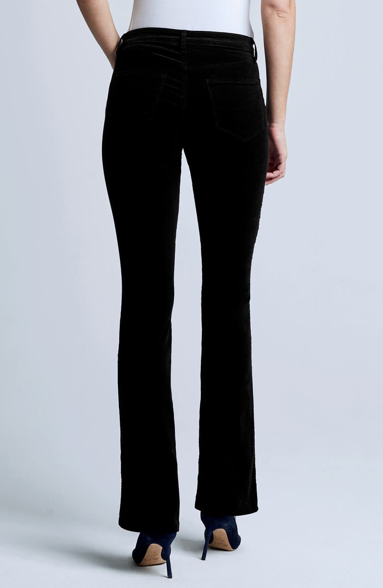 L'AGENCE Stevie High Waist Straight Leg Velvet Pants, Alternate, color, Noir