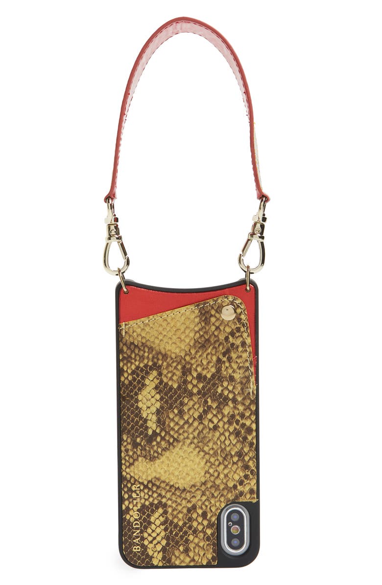Bandolier Angie Snake Print Faux Leather iPhone X/Xs Wristlet Case, Main, color, 