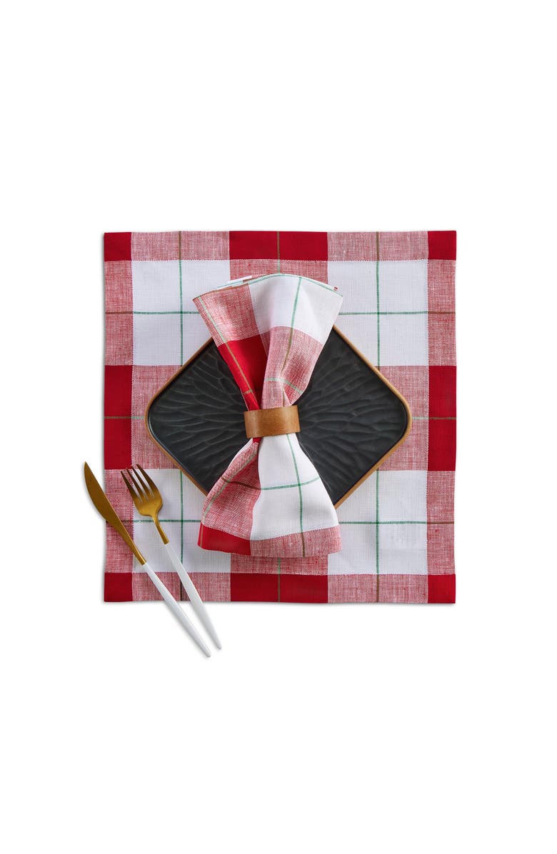 Solino Home Linen Square Placemats - Very Merry Plaid, Alternate, color, Very Merry