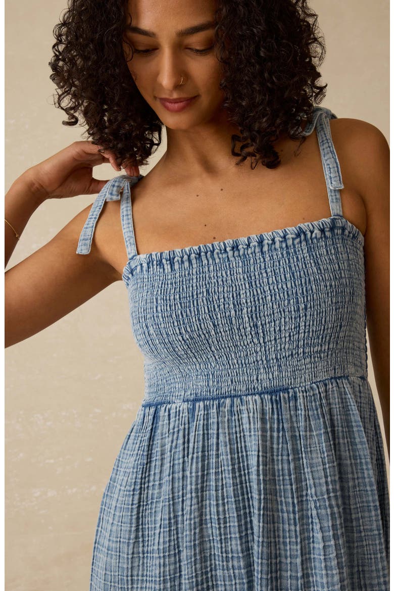 Dune Organic Cotton Gauze Ella Sundress, Alternate, color, LIGHT INDIGO WASH