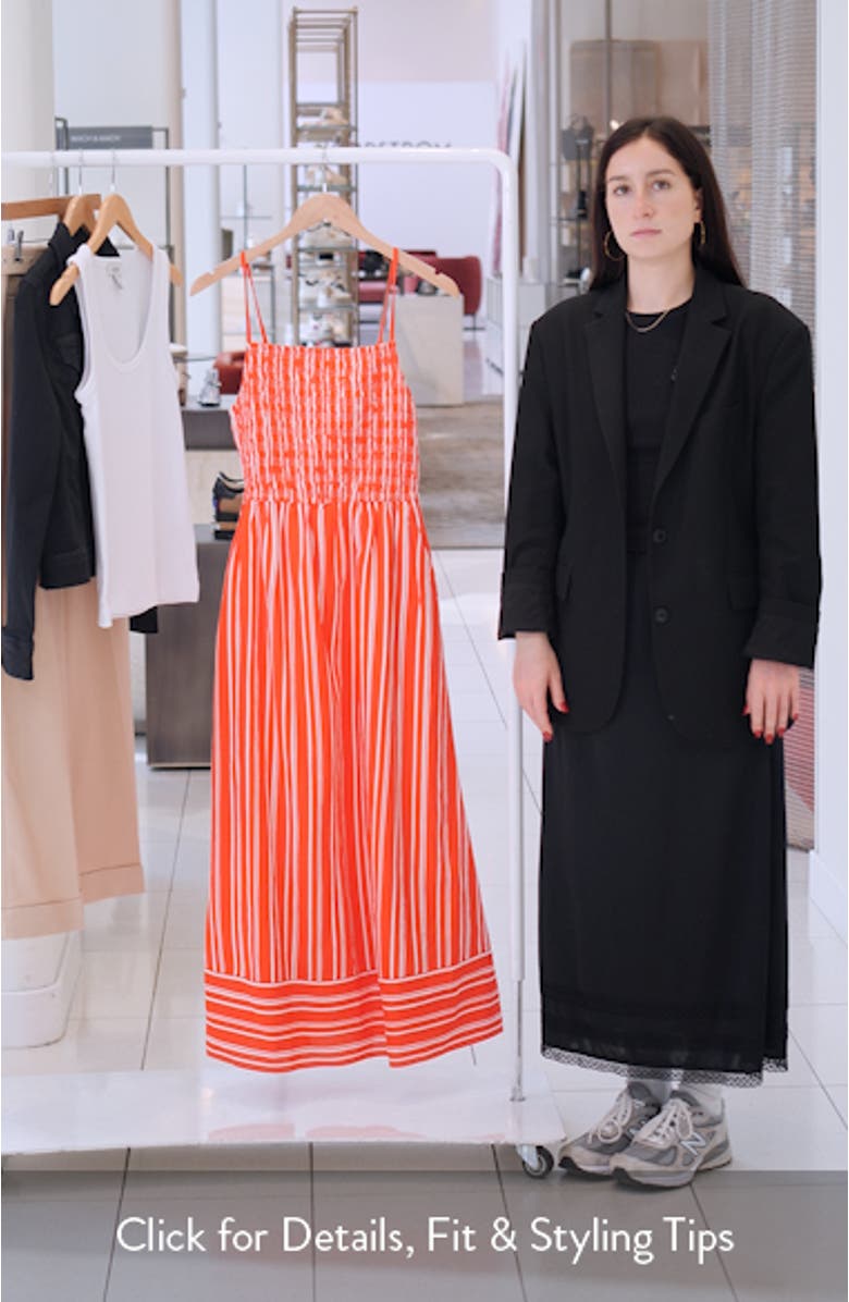 Lacey Smocked Sleeveless Cotton & Linen Maxi Dress, sales video thumbnail