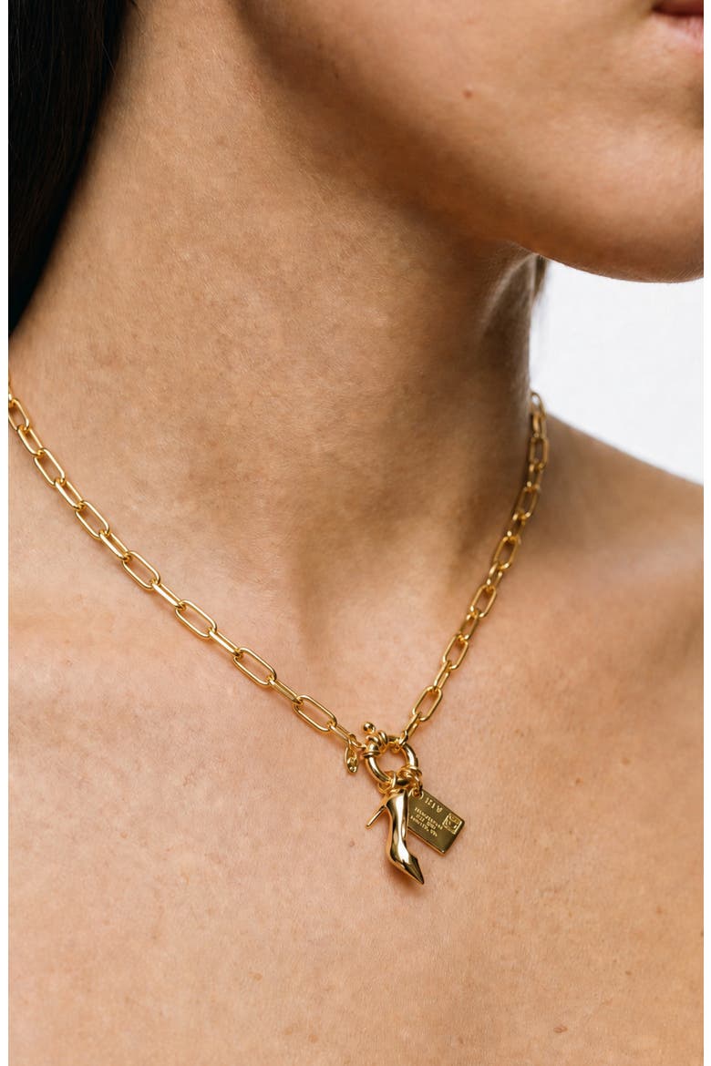 Shoe & Shopping Bag Charm Pendant Necklace, Alternate, color, GOLD