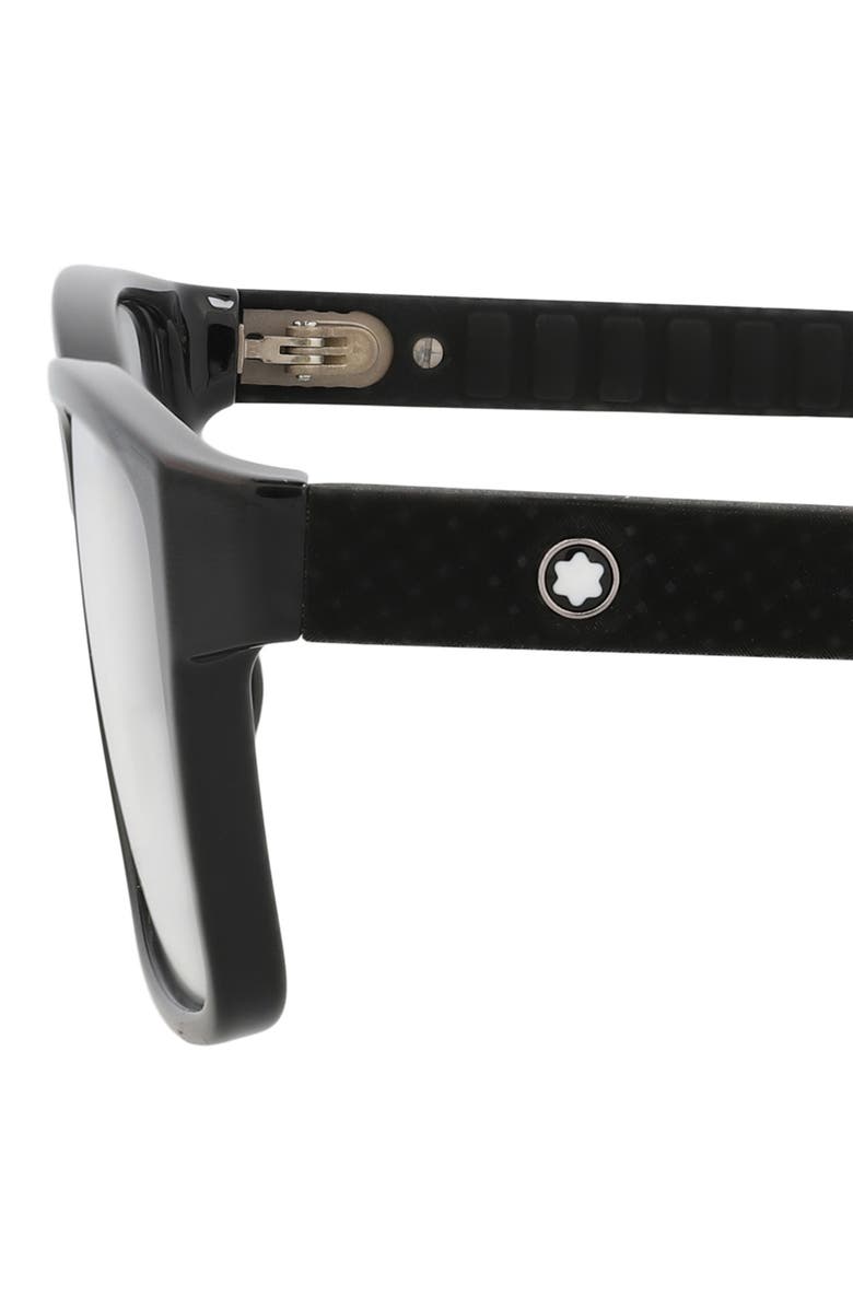 Montblanc 56mm Rectangular Optical Glasses, Alternate, color, Black Black Transparent