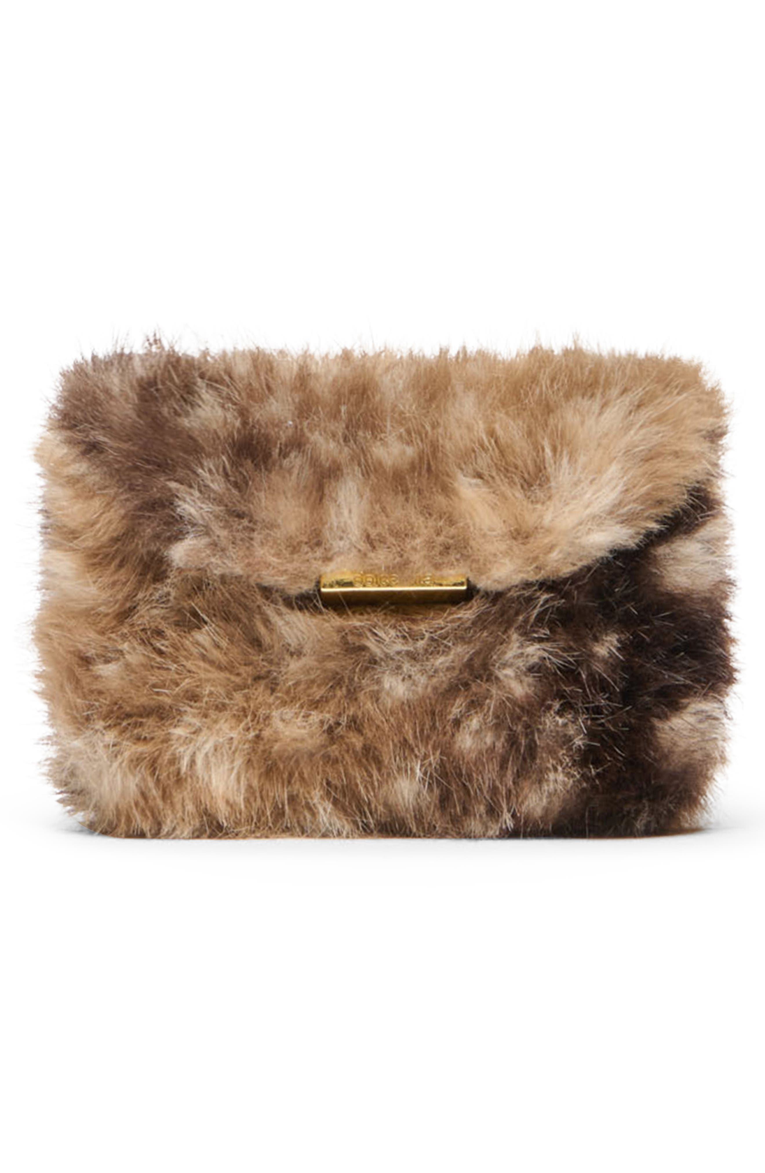 Brindi Faux Fur Wallet on a Strap, Alternate, color, FAWN