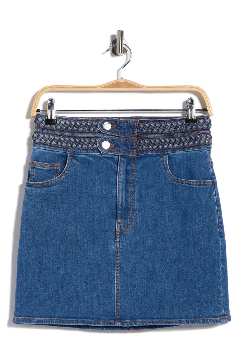 Stella Braided Denim Miniskirt, Alternate, color, PACIFIC