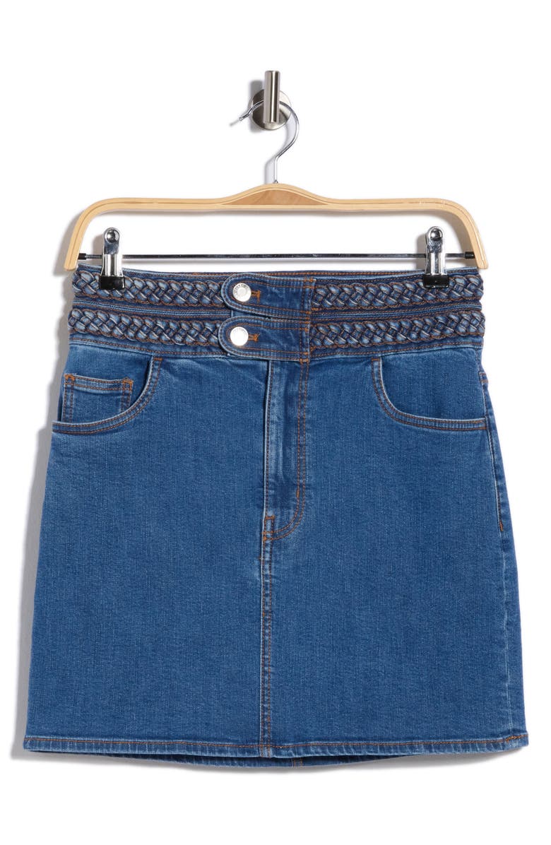 Derek Lam 10 Crosby Stella Braided Denim Miniskirt, Main, color, Pacific