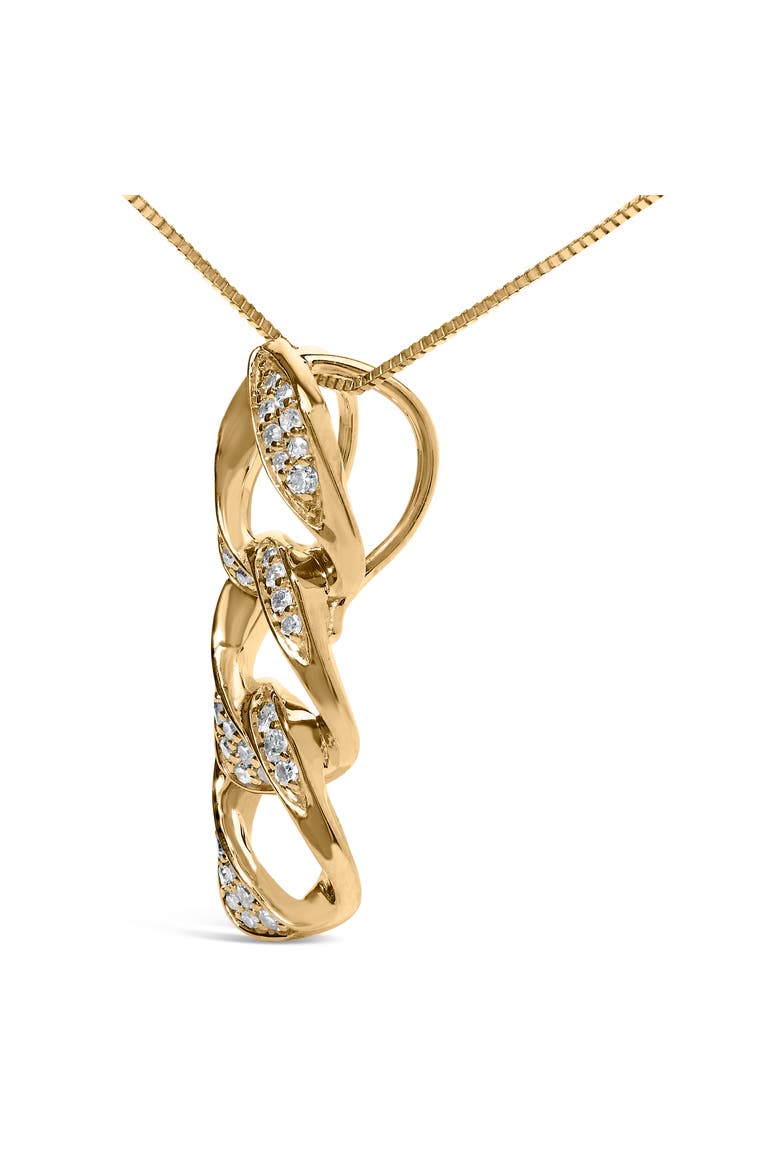 14K Yellow Gold Plated Silver 1/6 Cttw Diamond Circle Hoop 18" Pendant Necklace, Alternate, color, Yellow