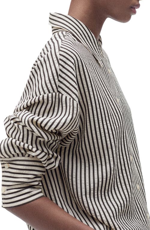 MANGO MANGO TEXTURED STRIPE BUTTON-UP SHIRT 