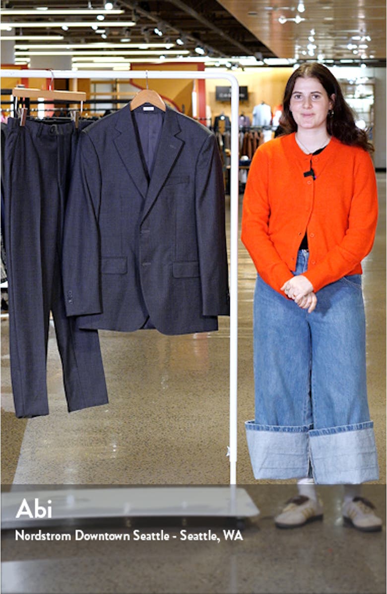 Flynn Classic Fit Grey Check Wool Suit, sales video thumbnail