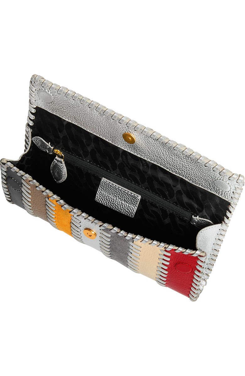 Rebecca Minkoff Whipstitch Patchwork Leather Clutch, Alternate, color, Siren/ Porcelain/ Cloud