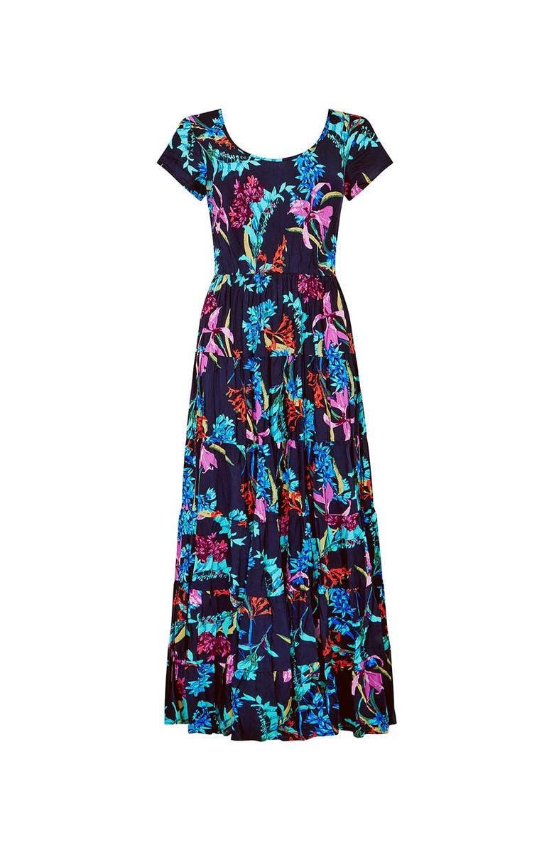 Joe Browns Short Sleeve Flowy Maxi Dress, Alternate, color, Coral Reef Floral