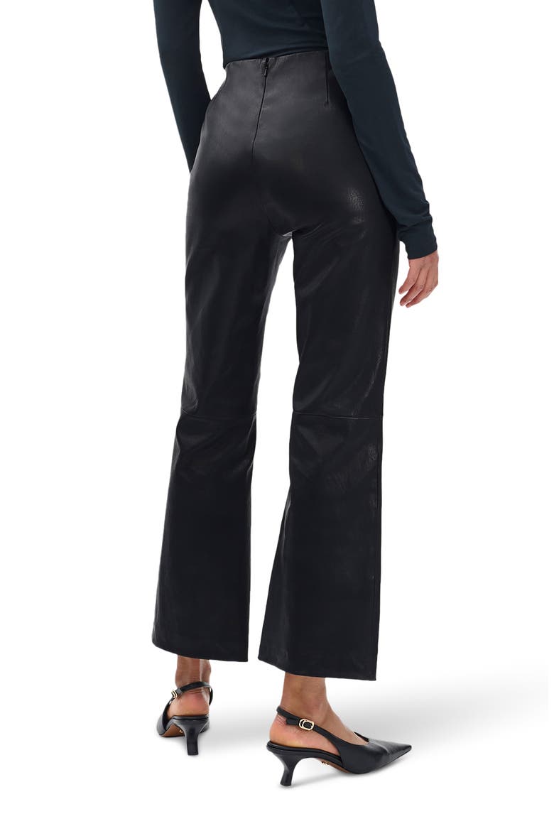Irina Kick Flare Leather Pants, Alternate, color, BLACK