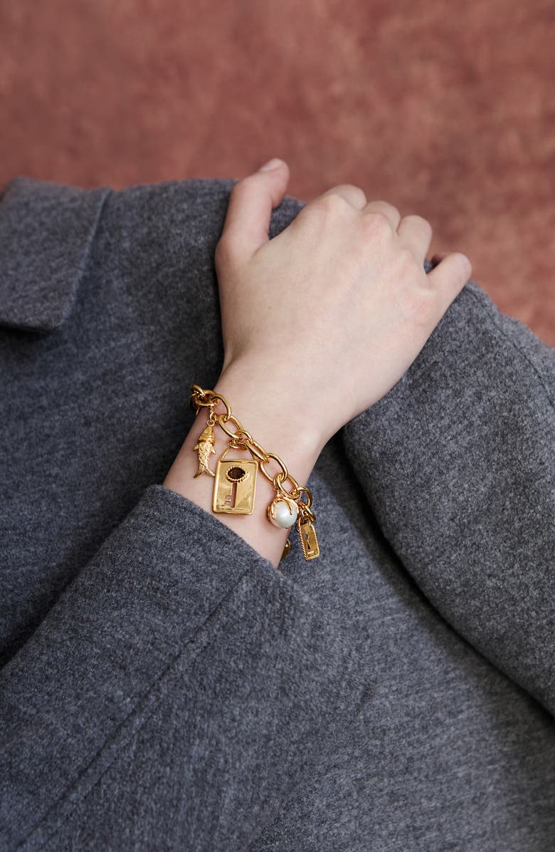 Chan Luu Lock & Key Charm Bracelet, Alternate, color, Gold