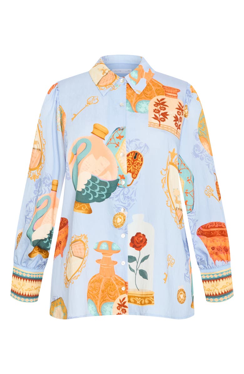 City Chic Refined Beauty Long Sleeve Woven Shirt, Alternate, color, Refined Beauty