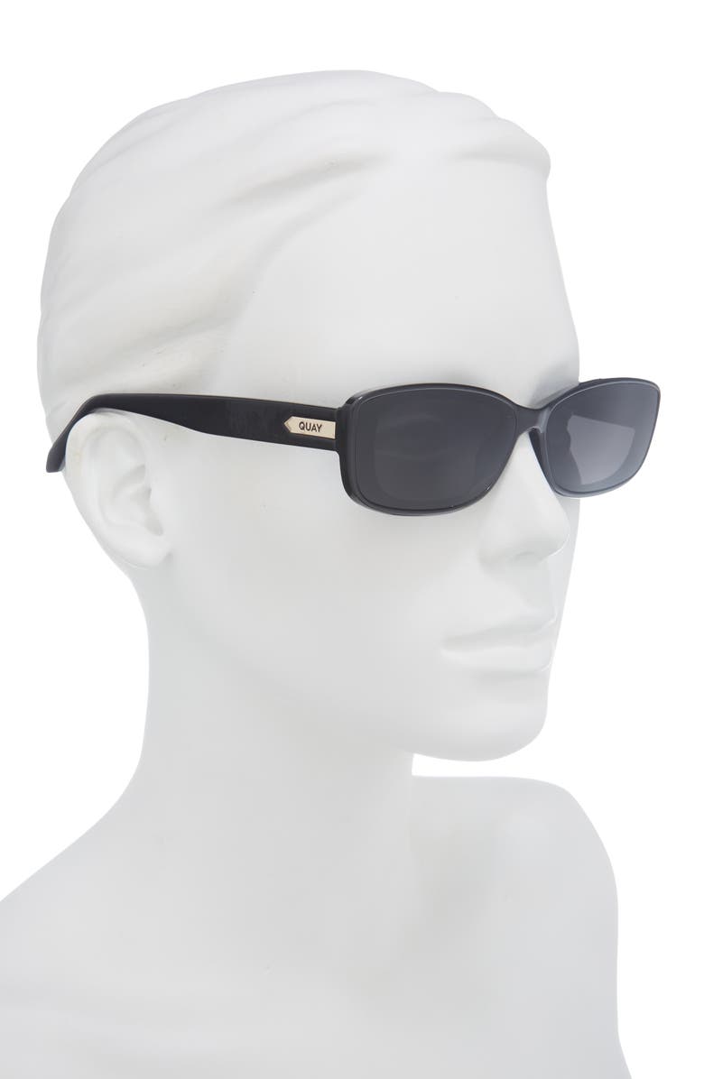 QUAY Vibe Check 62mm Polarized Small Square Sunglasses, Alternate, color, Black/ Black Polarized