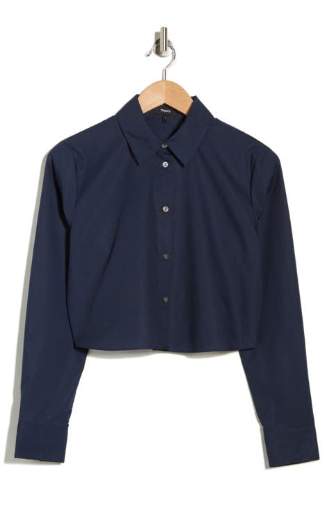Crop Poplin Button-Up Shirt
