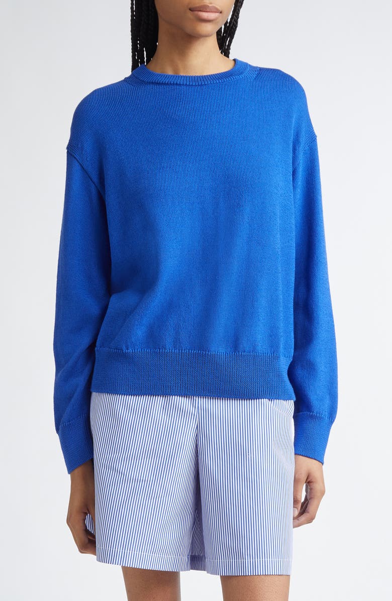Lafayette 148 New York Cotton & Silk Crewneck Sweater, Main, color, 